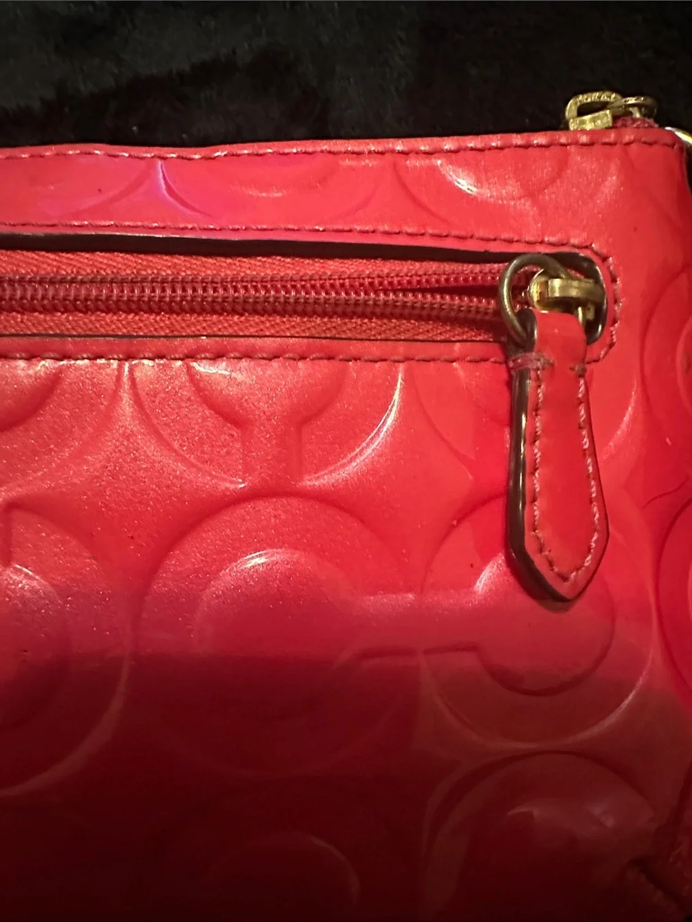 Coach Patent Embossed Pink Wristlet Clutch